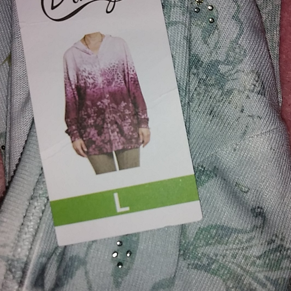🥰💥🆑 NWT 🆕Como Vintage Lovely Blue Patterned Zippered Hoodie NWT - Picture 8 of 9